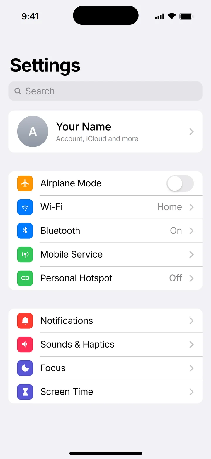 Illustration of iPhone Settings with Mobile Service