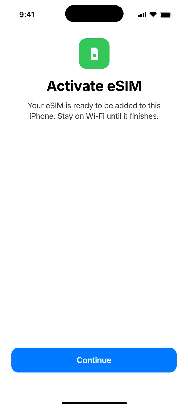 Illustration of iPhone Activate eSIM with Continue