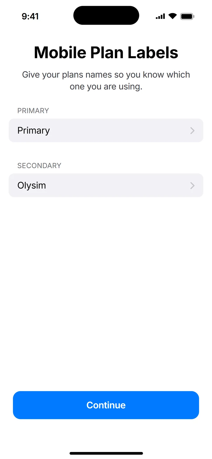Illustration of iPhone Mobile Plan Labels with the Olysim label