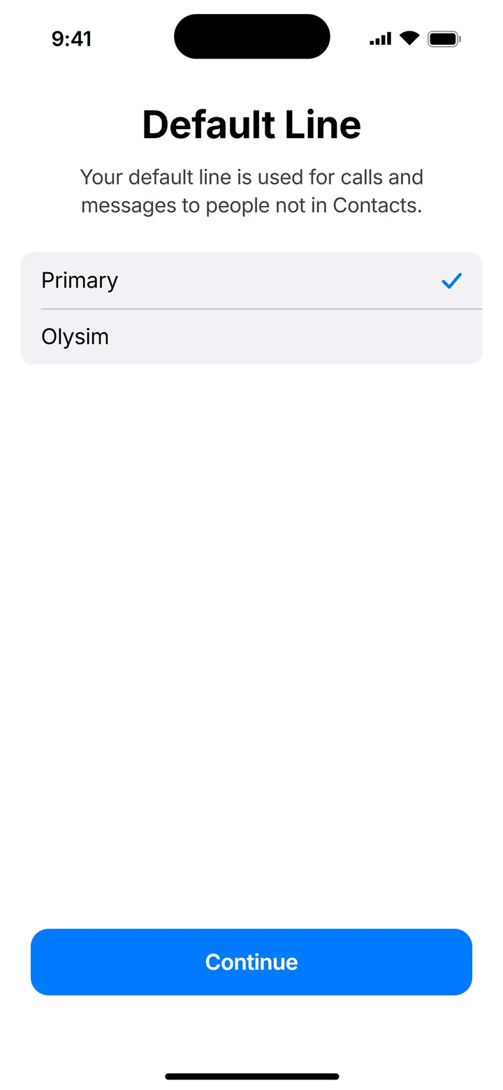 Illustration of iPhone Default Line with Primary selected