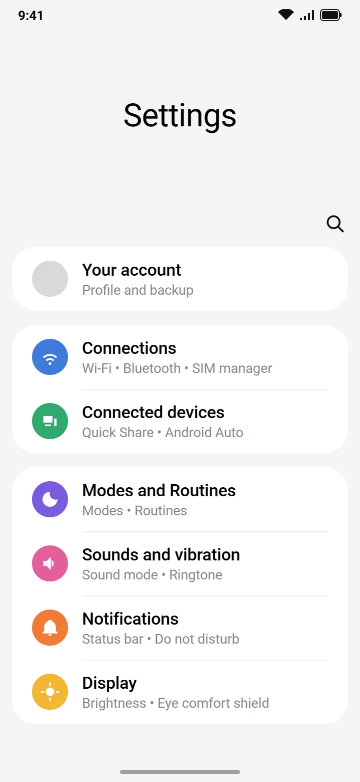 Illustration of Samsung Settings with Connections