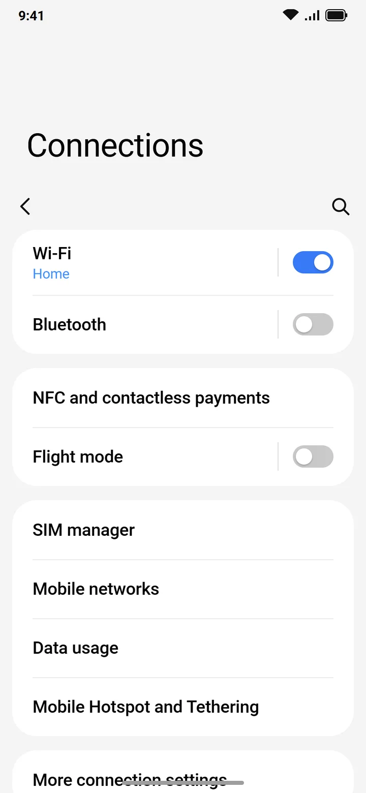 Illustration of Samsung Connections with SIM manager